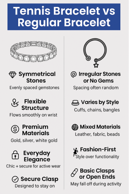 Tennis Bracelet vs Regular Bracelet